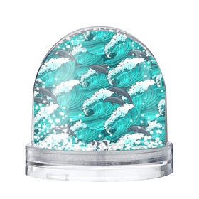 Снежный шар с принтом Дельфины в Петрозаводске, Пластик | Изображение внутри шара печатается на глянцевой фотобумаге с двух сторон | dolphins | fish | ocean | pattern | sea | summer | waves | волны | дельфины | лето | море | океан | паттерн | рыбы