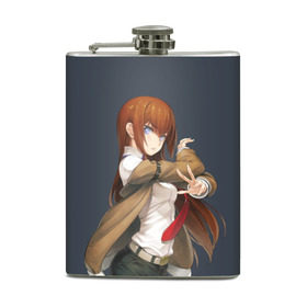 Фляга с принтом Kurusi makise Steins , gate в Петрозаводске, металлический корпус | емкость 0,22 л, размер 125 х 94 мм. Виниловая наклейка запечатывается полностью | Тематика изображения на принте: anime | kristina | kurisu | okabe | sience | stein | steins | steonggate | врата штейна | курису | макисе