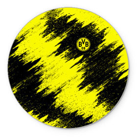Коврик круглый с принтом FC Borussia Dortmund в Петрозаводске, резина и полиэстер | круглая форма, изображение наносится на всю лицевую часть | боруссия | дортмунд