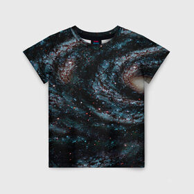 Детская футболка 3D с принтом Галактика в Петрозаводске, 100% гипоаллергенный полиэфир | прямой крой, круглый вырез горловины, длина до линии бедер, чуть спущенное плечо, ткань немного тянется | abstraction | cosmos | nebula | space | star | universe | абстракция | вселенная | звезды | космос | мир | планеты