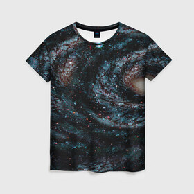 Женская футболка 3D с принтом Галактика в Петрозаводске, 100% полиэфир ( синтетическое хлопкоподобное полотно) | прямой крой, круглый вырез горловины, длина до линии бедер | abstraction | cosmos | nebula | space | star | universe | абстракция | вселенная | звезды | космос | мир | планеты