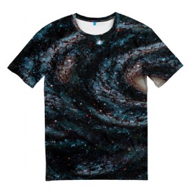 Мужская футболка 3D с принтом Галактика в Петрозаводске, 100% полиэфир | прямой крой, круглый вырез горловины, длина до линии бедер | abstraction | cosmos | nebula | space | star | universe | абстракция | вселенная | звезды | космос | мир | планеты