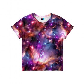 Детская футболка 3D с принтом Космос в Петрозаводске, 100% гипоаллергенный полиэфир | прямой крой, круглый вырез горловины, длина до линии бедер, чуть спущенное плечо, ткань немного тянется | abstraction | cosmos | nebula | space | star | universe | абстракция | вселенная | звезды | космос | мир | планеты