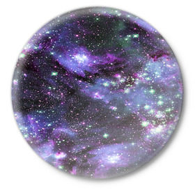 Значок с принтом Sky nebula в Петрозаводске,  металл | круглая форма, металлическая застежка в виде булавки | abstraction | cosmos | nebula | space | star | universe | абстракция | вселенная | звезды | космос | мир | планеты