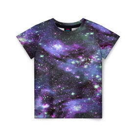 Детская футболка 3D с принтом Sky nebula в Петрозаводске, 100% гипоаллергенный полиэфир | прямой крой, круглый вырез горловины, длина до линии бедер, чуть спущенное плечо, ткань немного тянется | abstraction | cosmos | nebula | space | star | universe | абстракция | вселенная | звезды | космос | мир | планеты