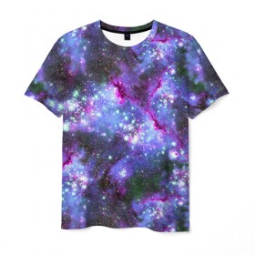 Мужская футболка 3D с принтом Сияние звёзд в Петрозаводске, 100% полиэфир | прямой крой, круглый вырез горловины, длина до линии бедер | abstraction | cosmos | nebula | space | star | universe | абстракция | вселенная | звезды | космос | мир | планеты