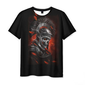Мужская футболка 3D с принтом Мертвый легионер в Петрозаводске, 100% полиэфир | прямой крой, круглый вырез горловины, длина до линии бедер | Тематика изображения на принте: зомби | легионер | рим | скелет | череп