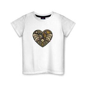 Детская футболка хлопок с принтом Сердце Механика в Петрозаводске, 100% хлопок | круглый вырез горловины, полуприлегающий силуэт, длина до линии бедер | steampunk | механика | механическое | с сердцем | седце | стиль | стимпанк