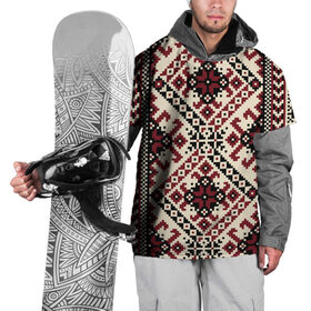 Накидка на куртку 3D с принтом Славянский орнамент белый в Петрозаводске, 100% полиэстер |  | русь | старинный | традиция | узор