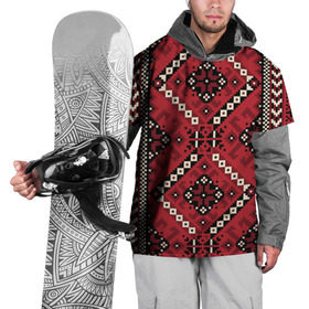 Накидка на куртку 3D с принтом Славянский орнамент красный в Петрозаводске, 100% полиэстер |  | русь | старинный | традиция | узор