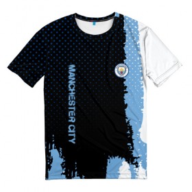 Мужская футболка 3D с принтом Manchester city в Петрозаводске, 100% полиэфир | прямой крой, круглый вырез горловины, длина до линии бедер | football | soccer | манчестер