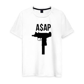 Мужская футболка хлопок с принтом ASAP в Петрозаводске, 100% хлопок | прямой крой, круглый вырез горловины, длина до линии бедер, слегка спущенное плечо. | as soon as possible | rocky