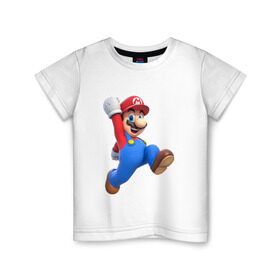 Детская футболка хлопок с принтом Марио Б в Петрозаводске, 100% хлопок | круглый вырез горловины, полуприлегающий силуэт, длина до линии бедер | брат | марио | марио бро | супер