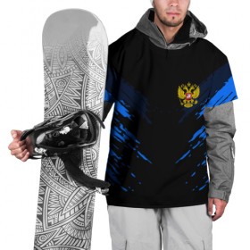 Накидка на куртку 3D с принтом Russia-sport collection BLUE в Петрозаводске, 100% полиэстер |  | abstraction | grunge | russia | sport | абстракция | герб | краска | русский | символика рф | спорт | спортивный | триколор | униформа | форма | я русский