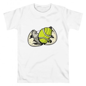 Мужская футболка хлопок с принтом Мяч в скорлупе в Петрозаводске, 100% хлопок | прямой крой, круглый вырез горловины, длина до линии бедер, слегка спущенное плечо. | sport | tennis | мяч | скорлупа | спорт | теннис