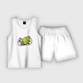 Детская пижама с шортами хлопок с принтом Мяч в скорлупе в Петрозаводске,  |  | sport | tennis | мяч | скорлупа | спорт | теннис