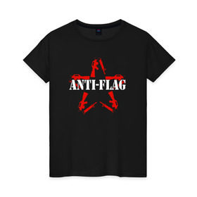 Женская футболка хлопок с принтом Anti-Flag в Петрозаводске, 100% хлопок | прямой крой, круглый вырез горловины, длина до линии бедер, слегка спущенное плечо | american | attraction | dead | hardcore | not | punk | punks | rock | альтернатива | анти | группа | панк | рок | стрит | флаг