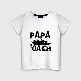 Детская футболка хлопок с принтом Papa Roach в Петрозаводске, 100% хлопок | круглый вырез горловины, полуприлегающий силуэт, длина до линии бедер | papa roach | roach | папа роач | папароач | папароч | роач | роч