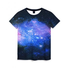 Женская футболка 3D с принтом Звёзды космоса в Петрозаводске, 100% полиэфир ( синтетическое хлопкоподобное полотно) | прямой крой, круглый вырез горловины, длина до линии бедер | abstraction | cosmos | nebula | space | star | universe | абстракция | вселенная | звезды | космос | мир | планеты