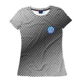 Женская футболка 3D с принтом VOLKSWAGEN SPORT в Петрозаводске, 100% полиэфир ( синтетическое хлопкоподобное полотно) | прямой крой, круглый вырез горловины, длина до линии бедер | 