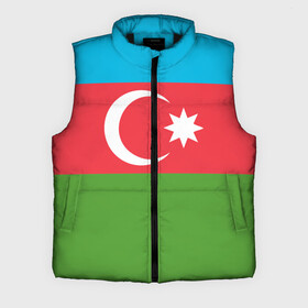 Мужской жилет утепленный 3D с принтом Азербайджан в Петрозаводске,  |  | azerbaijan | azrbaycan | звезда | ислам | полумесяц | флаг