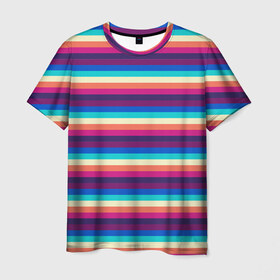 Мужская футболка 3D с принтом Радуга в Петрозаводске, 100% полиэфир | прямой крой, круглый вырез горловины, длина до линии бедер | yaay | yaay design | весна | желтый | морская | моряк | полоски | угол