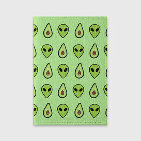 Обложка для паспорта матовая кожа с принтом Green в Петрозаводске, натуральная матовая кожа | размер 19,3 х 13,7 см; прозрачные пластиковые крепления | alien | food | vegetarian | авокадо | вегетарианство | еда | пришелец