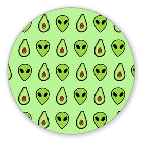 Коврик круглый с принтом Green в Петрозаводске, резина и полиэстер | круглая форма, изображение наносится на всю лицевую часть | Тематика изображения на принте: alien | food | vegetarian | авокадо | вегетарианство | еда | пришелец