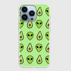 Чехол для iPhone 13 Pro с принтом Green в Петрозаводске,  |  | Тематика изображения на принте: alien | food | vegetarian | авокадо | вегетарианство | еда | пришелец