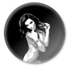 Значок с принтом Trap girl в Петрозаводске,  металл | круглая форма, металлическая застежка в виде булавки | Тематика изображения на принте: девушка | женщина | трап