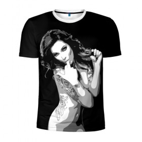 Мужская футболка 3D спортивная с принтом Trap girl в Петрозаводске, 100% полиэстер с улучшенными характеристиками | приталенный силуэт, круглая горловина, широкие плечи, сужается к линии бедра | Тематика изображения на принте: девушка | женщина | трап