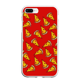 Чехол для iPhone 7Plus/8 Plus матовый с принтом Pizza red в Петрозаводске, Силикон | Область печати: задняя сторона чехла, без боковых панелей | Тематика изображения на принте: fast food | pizza | еда | пицца | фастфуд