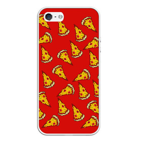 Чехол для iPhone 5/5S матовый с принтом Pizza red в Петрозаводске, Силикон | Область печати: задняя сторона чехла, без боковых панелей | Тематика изображения на принте: fast food | pizza | еда | пицца | фастфуд