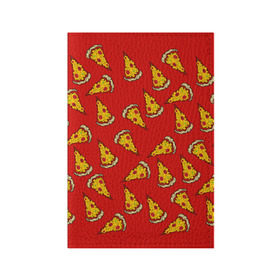 Обложка для паспорта матовая кожа с принтом Pizza red в Петрозаводске, натуральная матовая кожа | размер 19,3 х 13,7 см; прозрачные пластиковые крепления | Тематика изображения на принте: fast food | pizza | еда | пицца | фастфуд