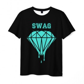 Мужская футболка 3D с принтом Swag diamond в Петрозаводске, 100% полиэфир | прямой крой, круглый вырез горловины, длина до линии бедер | 