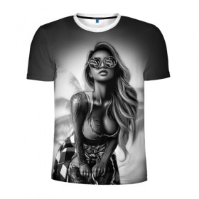Мужская футболка 3D спортивная с принтом Trap girl в Петрозаводске, 100% полиэстер с улучшенными характеристиками | приталенный силуэт, круглая горловина, широкие плечи, сужается к линии бедра | Тематика изображения на принте: девушка | мода | пляж | стиль