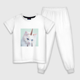 Детская пижама хлопок с принтом котик единорог в Петрозаводске, 100% хлопок |  брюки и футболка прямого кроя, без карманов, на брюках мягкая резинка на поясе и по низу штанин
 | владивосток | единорожек | кот | пушистик | радуга | самара | свэг | слезки