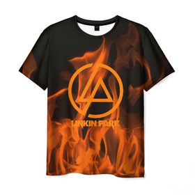 Мужская футболка 3D с принтом Linkin park in fire в Петрозаводске, 100% полиэфир | прямой крой, круглый вырез горловины, длина до линии бедер | linkin park | logo | music | pop | rock | usa | альтернатива | америка | металл | музыка | музыкальный | поп | рок | честер беннингтон