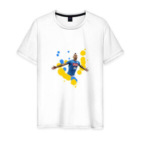 Мужская футболка хлопок с принтом Napoli в Петрозаводске, 100% хлопок | прямой крой, круглый вырез горловины, длина до линии бедер, слегка спущенное плечо. | napoli | serie a | наполи | серия а