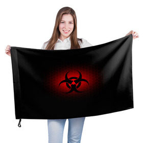 Флаг 3D с принтом Биологическая Опасность в Петрозаводске, 100% полиэстер | плотность ткани — 95 г/м2, размер — 67 х 109 см. Принт наносится с одной стороны | биологическая  | опасность