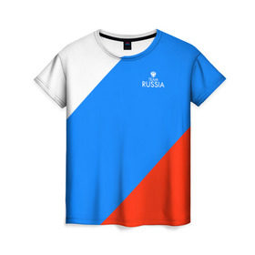 Женская футболка 3D с принтом Team Russia 2018 (Premium) в Петрозаводске, 100% полиэфир ( синтетическое хлопкоподобное полотно) | прямой крой, круглый вырез горловины, длина до линии бедер | 0x000000123 | russia | team | россия