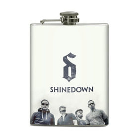 Фляга с принтом Shinedown band в Петрозаводске, металлический корпус | емкость 0,22 л, размер 125 х 94 мм. Виниловая наклейка запечатывается полностью | Тематика изображения на принте: 