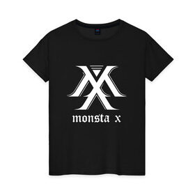 Женская футболка хлопок с принтом MONSTA X_5 в Петрозаводске, 100% хлопок | прямой крой, круглый вырез горловины, длина до линии бедер, слегка спущенное плечо | monsta x | монст х