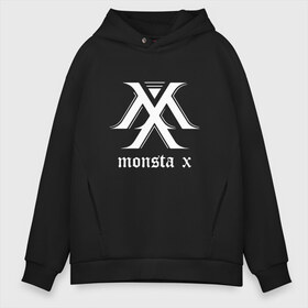 Мужское худи Oversize хлопок с принтом MONSTA X_5 в Петрозаводске, френч-терри — 70% хлопок, 30% полиэстер. Мягкий теплый начес внутри —100% хлопок | боковые карманы, эластичные манжеты и нижняя кромка, капюшон на магнитной кнопке | monsta x | монст х