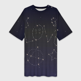Платье-футболка 3D с принтом Тату Лил Пипа звезды на небе в Петрозаводске,  |  | ahr | come | crybaby | gustav | lil peep | over | save the shirt | sober | spotlight | ахр | гелик | густав | звезды | лил | лилпип | пип | реп | рок | рэп | тату | хип хоп | эмо