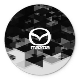 Коврик для мышки круглый с принтом Mazda sport geometry в Петрозаводске, резина и полиэстер | круглая форма, изображение наносится на всю лицевую часть | auto | automobile | car | carbon | machine | mazda | motor | motor car | sport car | автомашина | бренд | легковой автомобиль | мазда | марка | спортивный автомобиль | тачка