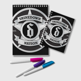 Блокнот с принтом Shinedown Nation в Петрозаводске, 100% бумага | 48 листов, плотность листов — 60 г/м2, плотность картонной обложки — 250 г/м2. Листы скреплены удобной пружинной спиралью. Цвет линий — светло-серый
 | Тематика изображения на принте: 