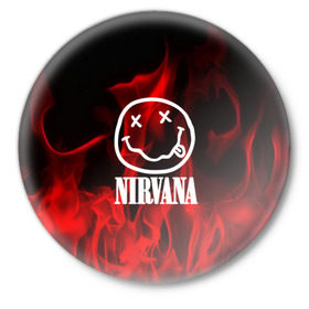 Значок с принтом NIRVANA в Петрозаводске,  металл | круглая форма, металлическая застежка в виде булавки | nirvana | punk | rock | альтернативный хип хоп | группа | инди поп | музыка | музыкальное произведение | ноты | панк | регги | рок | синти поп