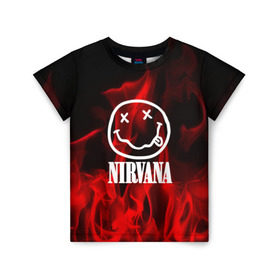 Детская футболка 3D с принтом NIRVANA в Петрозаводске, 100% гипоаллергенный полиэфир | прямой крой, круглый вырез горловины, длина до линии бедер, чуть спущенное плечо, ткань немного тянется | Тематика изображения на принте: nirvana | punk | rock | альтернативный хип хоп | группа | инди поп | музыка | музыкальное произведение | ноты | панк | регги | рок | синти поп