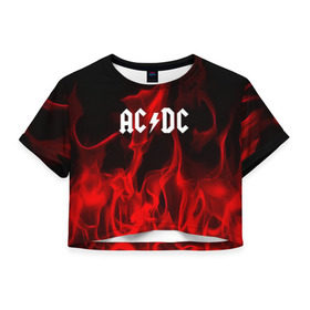 Женская футболка 3D укороченная с принтом AC DC в Петрозаводске, 100% полиэстер | круглая горловина, длина футболки до линии талии, рукава с отворотами | ac dc | punk | rock | альтернативный хип хоп | группа | инди поп | музыка | музыкальное произведение | ноты | панк | регги | рок | синти поп